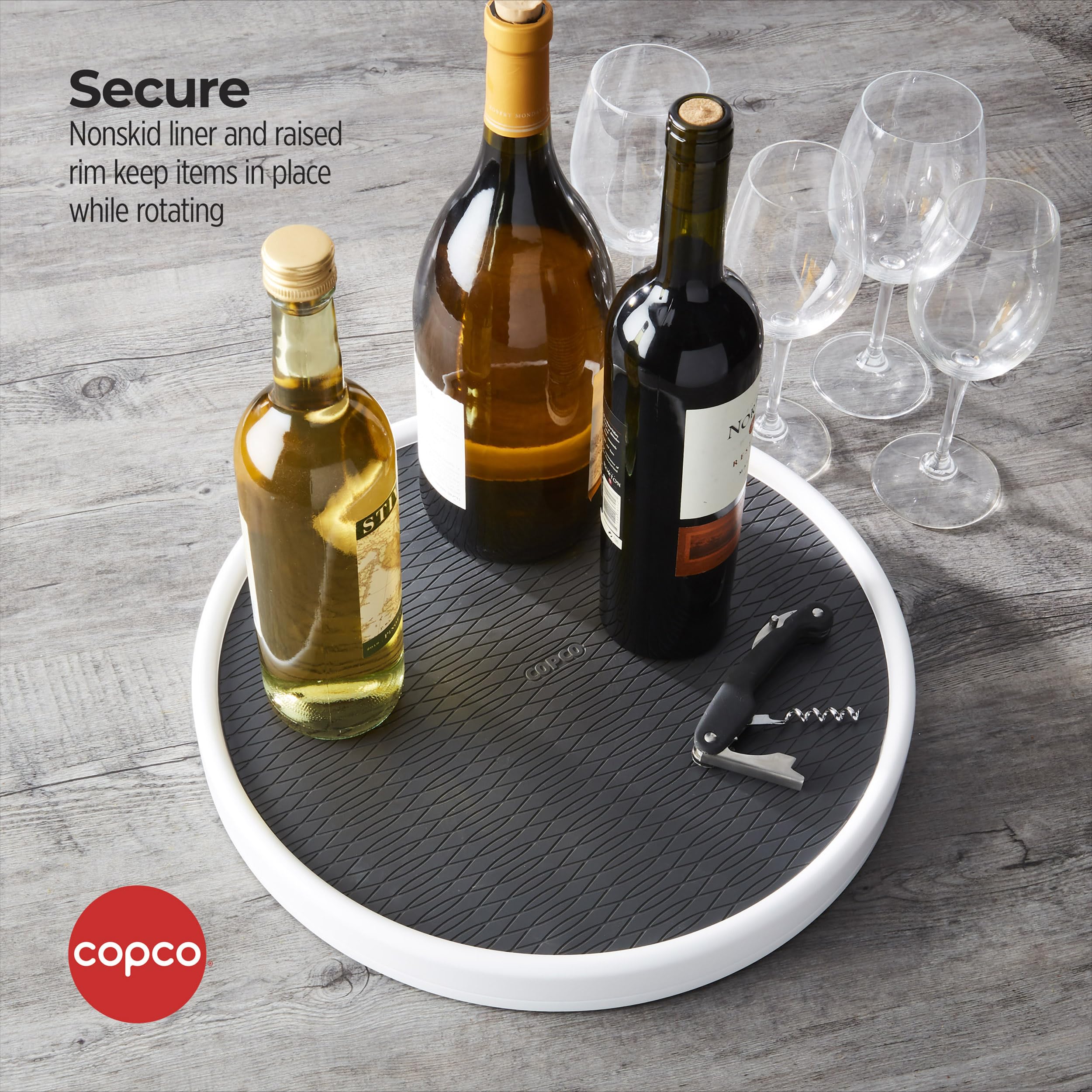 Copco Pro 15-Inch Lazy Susan Turntable, Non-Skid Pantry or Cabinet Organizer for Spices, Condiments, and Bottles, Smooth Rotation, Charcoal Finish