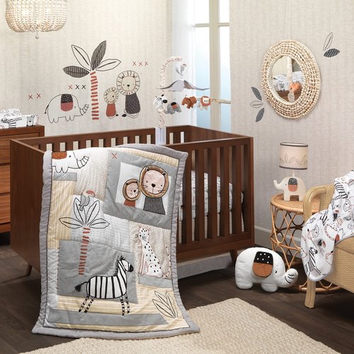 Lambs & Ivy Patchwork Jungle 4-Piece Crib Bedding Set 718004V Multicolor
