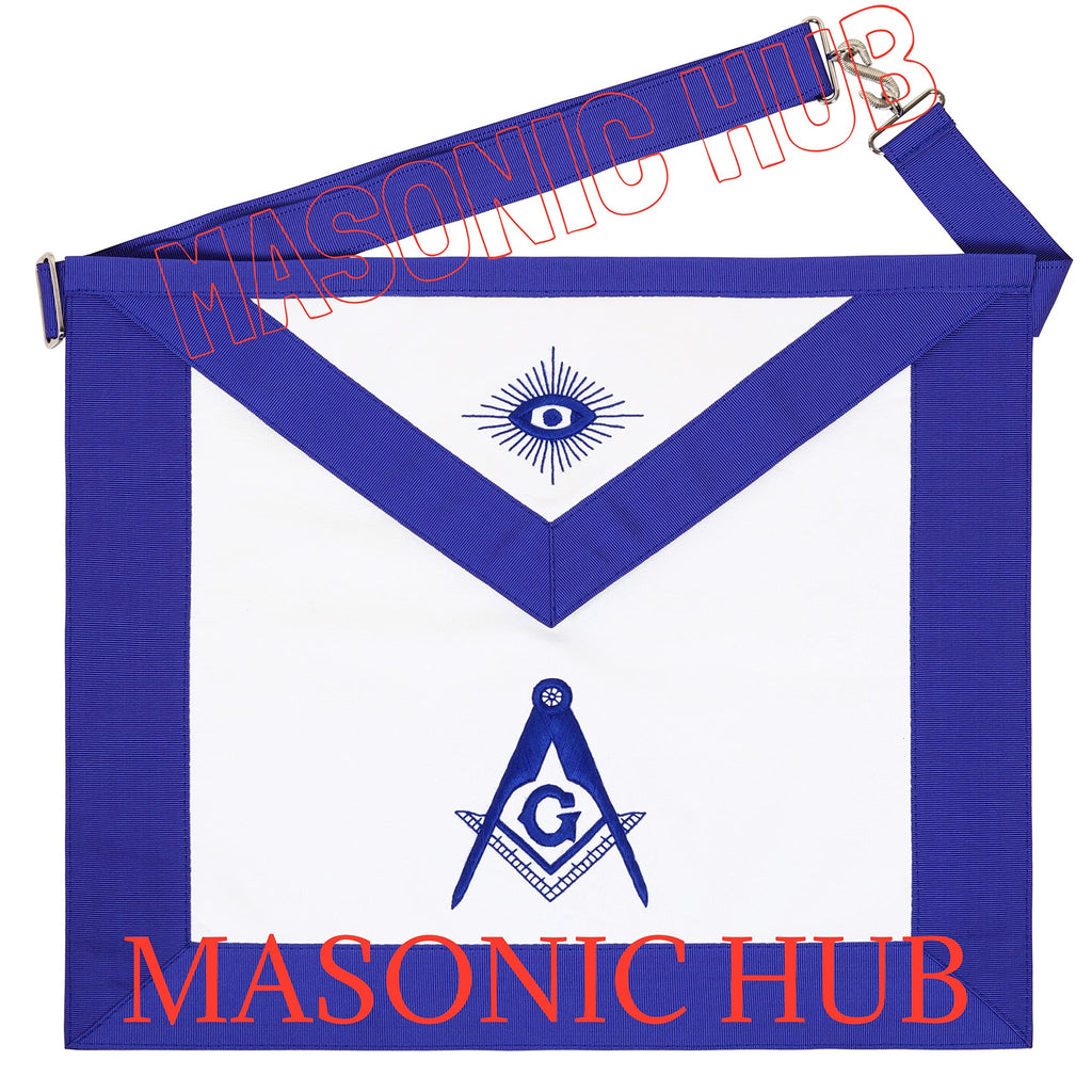 MASONIC BLUE LODGE MASTER MASON 100% LAMBSKIN APRON & WORKING TOOLS CHAIN COLLAR WITH MASTER MASON BLUE LODGE 100% LAMBSKIN GLOVE- HAND MADE