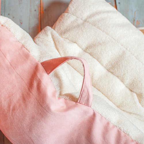 Big Joe Roma Kid's Bean Bag Chair, Oat Sherpa and Desert Rose, Vegan Suede, 2 Foot Lightweight Refillable Children's Seat