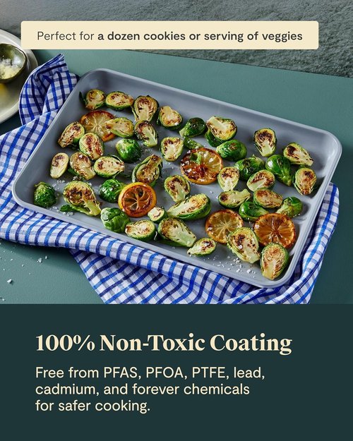 Caraway Non-Stick Ceramic Baking Sheet - Naturally Slick & Non-Toxic - Perfect for Baking & Roasting - Medium (15" x 10") - Slate