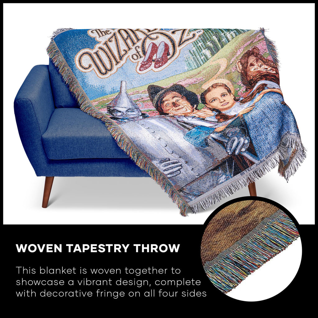 NORTHWEST Warner Brothers Wizard of Oz, 'Group' Woven Tapestry Throw Blanket, 48" x 60", Multi Color