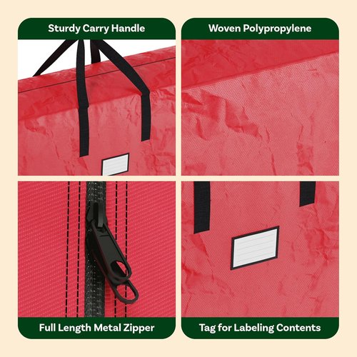 Elf Stor Christmas Tree Storage Bag - Waterproof Protection for 9-Foot Trees & Holiday Decor | Red