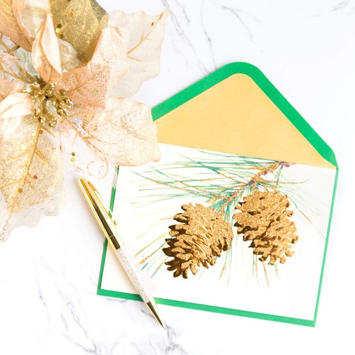 Papyrus Holiday Cards Boxed with Envelopes, Wonderful Year to Come, Pinecones (14-Count)