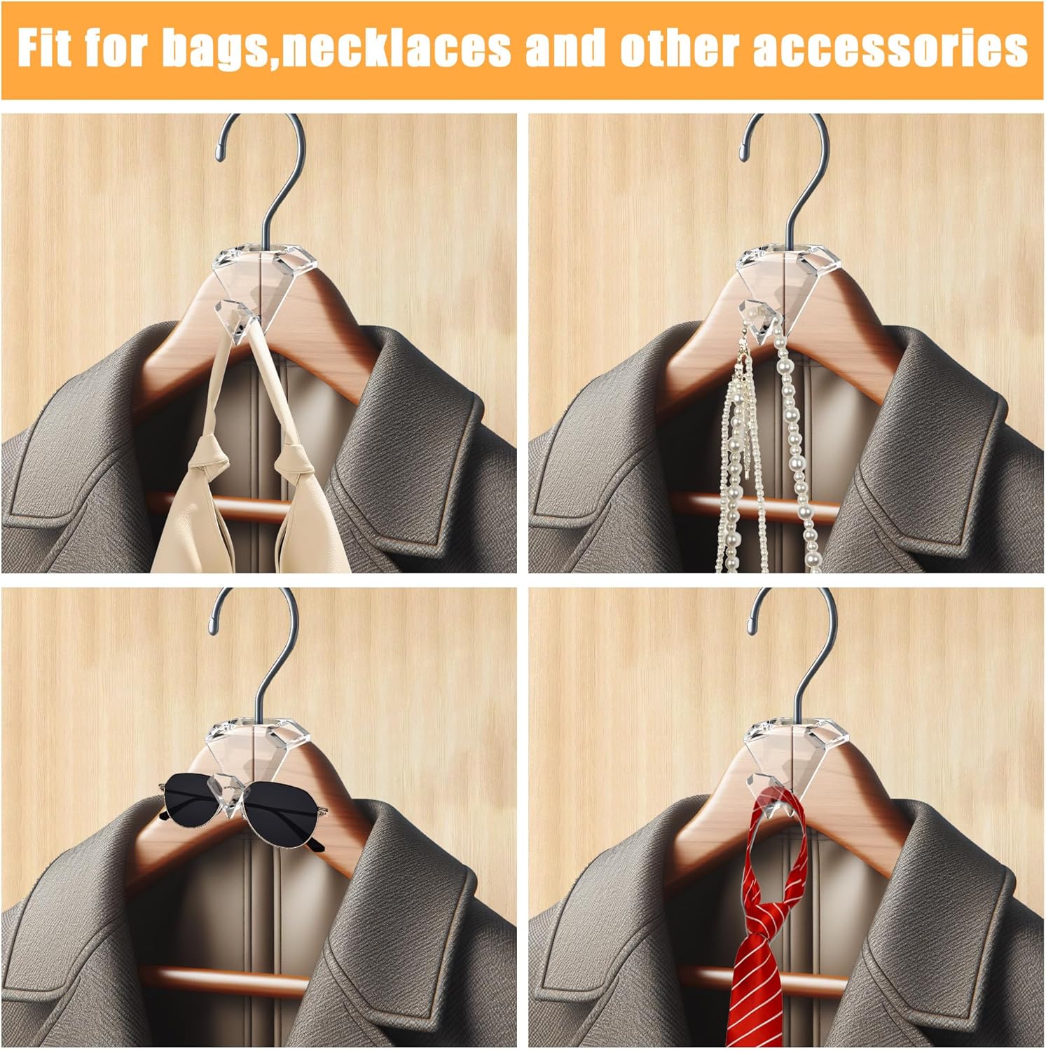 SLMT Space Saving Hanger Hooks - 30 Pack Clear Clothes Connector for Closet Organization
