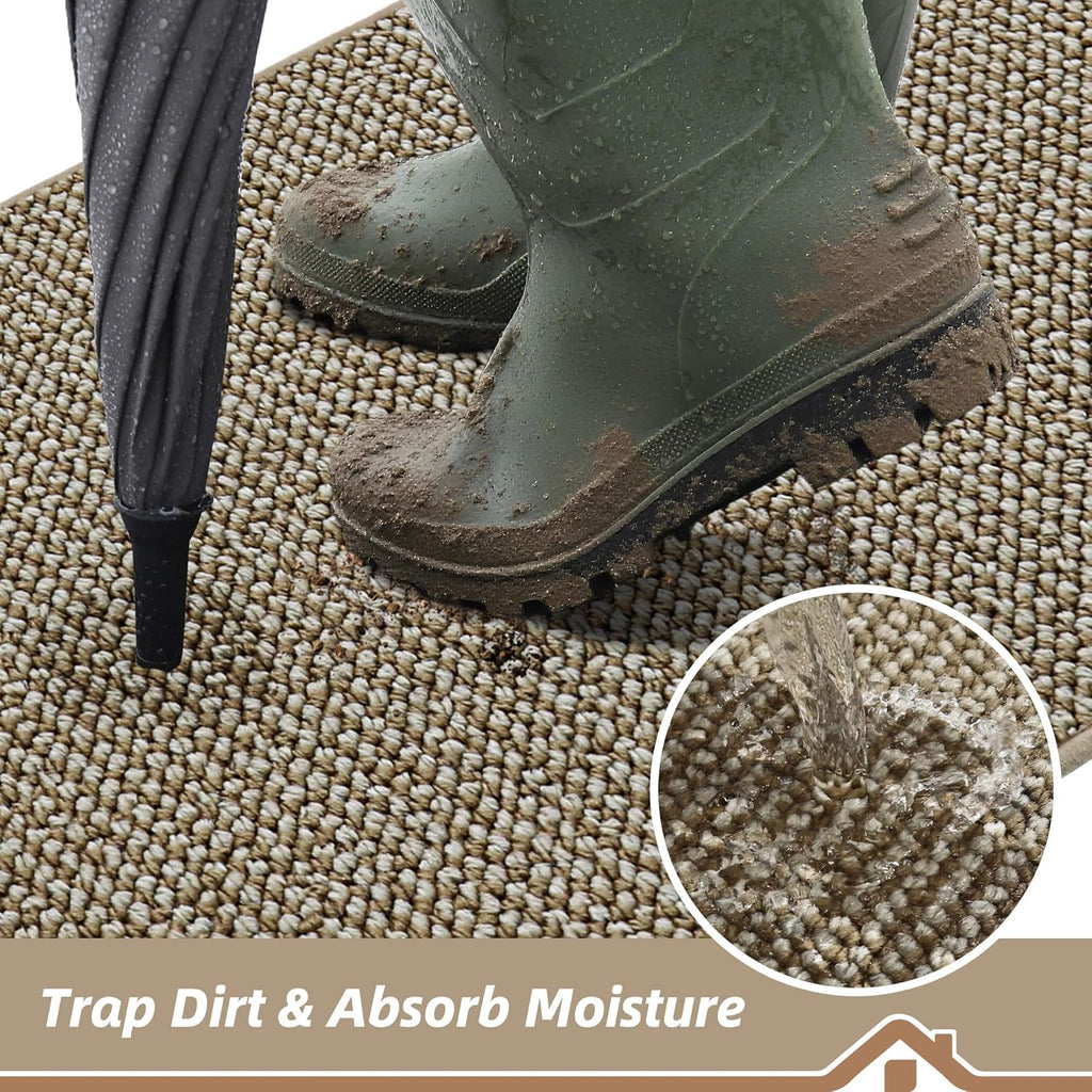 BEQHAUSE Dirt Trapper Door Mat - Non-Slip, Washable, Absorbent | 36" x 60" Light Beige Entrance Mat