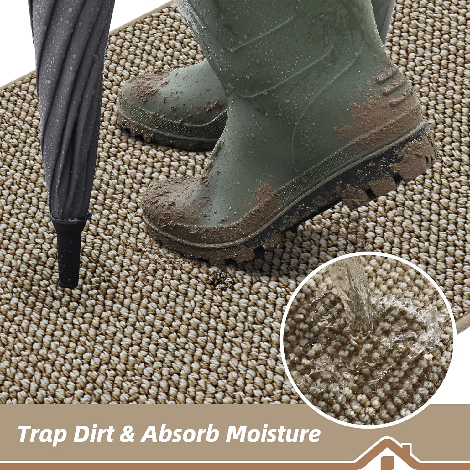 BEQHAUSE Dirt Trapper Door Mat - Non-Slip, Washable, Absorbent | 36" x 60" Light Beige Entrance Mat