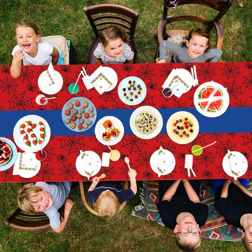 Spider Party Decorations Spider Web Themed Tablecloth Happy Birthday Banner Hanging Swirls for Baby Shower Spiders Birthday Party Supplies (Spider, Count, 3)