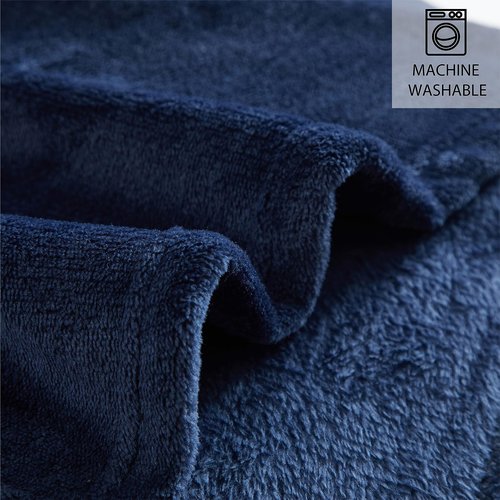 Dearfoams Oversized Super Soft Royal Plush Velvet Family Blanket for All Seasons- 10' x 10' (120"x120") - XL Blanket - Navy