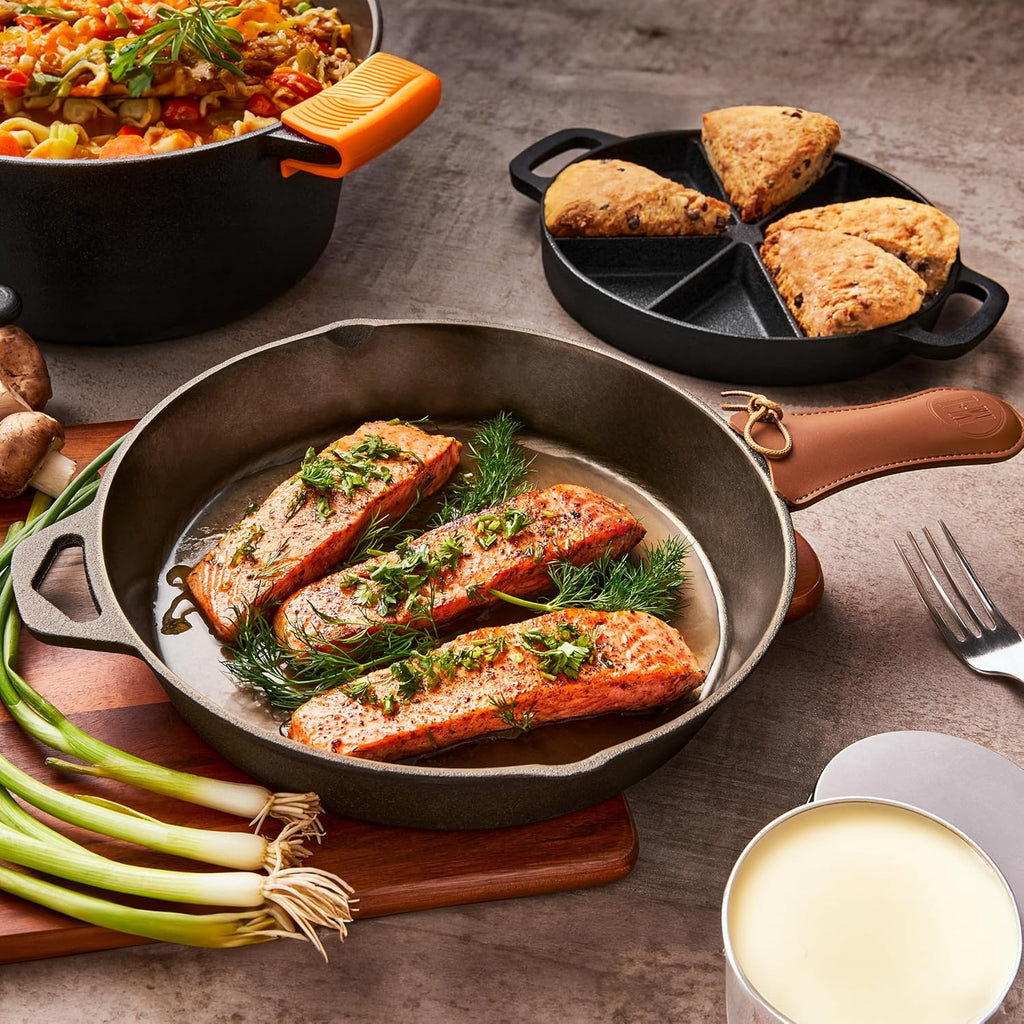 Modern Innovations 10-Inch Cast Iron Skillet - Pre-Seasoned, Heavy-Duty Non-Stick Frying Pan for Versatile Cooking