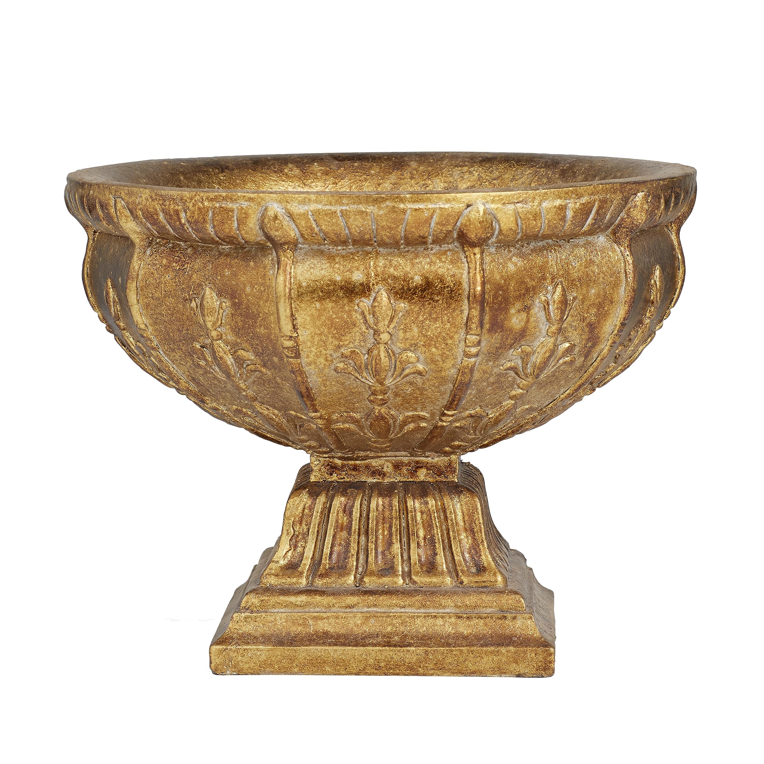 Deco 79 Polystone Decorative Decorative Bowl Ornate Decorative Container, Decorative Keepsake Box 11" x 11" x 9", Gold