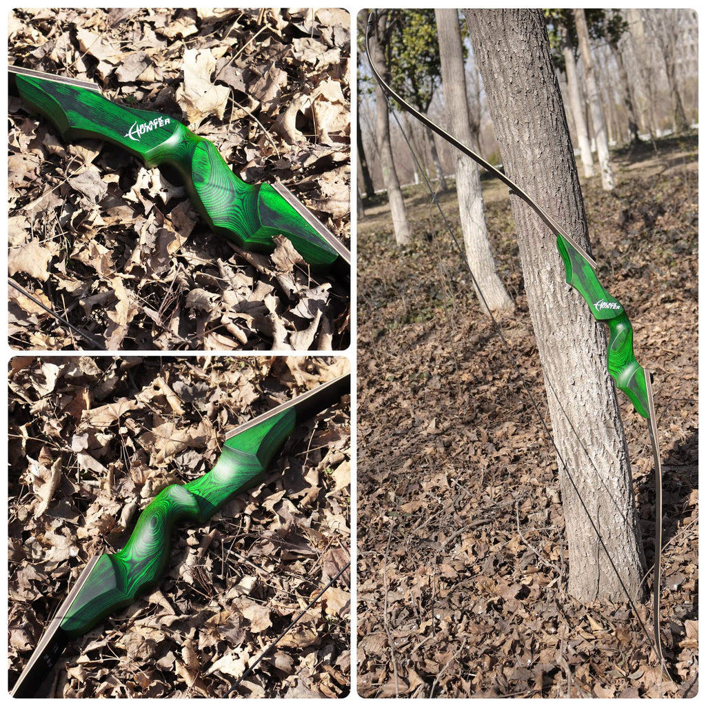 Black Hunter 60" Takedown Archery Recurve Bows for Adults Solid Wood Bow Riser and Glass Fiber Bamboo Maple Laminated Bow Limbs 20-60lbs Hunting Bows for Men and Women Right Hand Recurve Bow Set