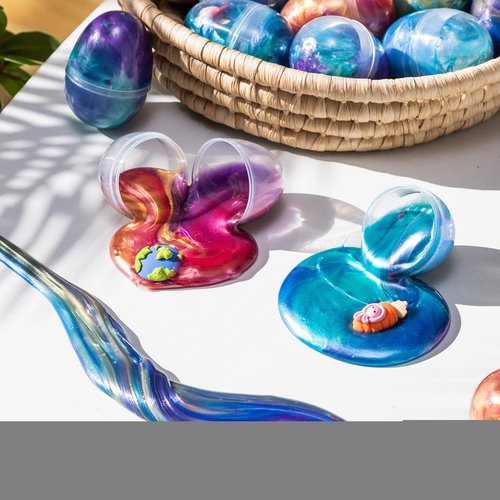JOYIN 24 Pcs Galaxy Slime Eggs with Toys, Unscented, Multi-color, Easter, Space Theme, 3+ Years, Small, Multi Color, Slime with Toys, Putty, Childrens Multi-item Party Favor Packs, Unisex Children