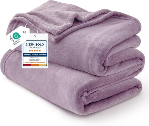 Bedsure GentleSoft Fleece Blanket - Cozy Lightweight Plush Queen Size in Fog Purple, 90x90 Inches