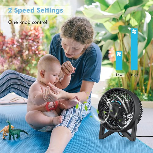 DR.PREPARE 8-Inch Desk Fan - Powerful & Quiet Tabletop Cooling Fan for Home, Office & Camping - Black