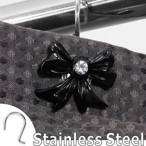 Black Decorative Shower Curtain Hooks: Cute Bow Knot Shaped Rustproof Stainless Steel Shower Curtain Rings for Holiday Bathroom Décor - Chic Bathroom Accessories & Gift Set for Girls Kids Women