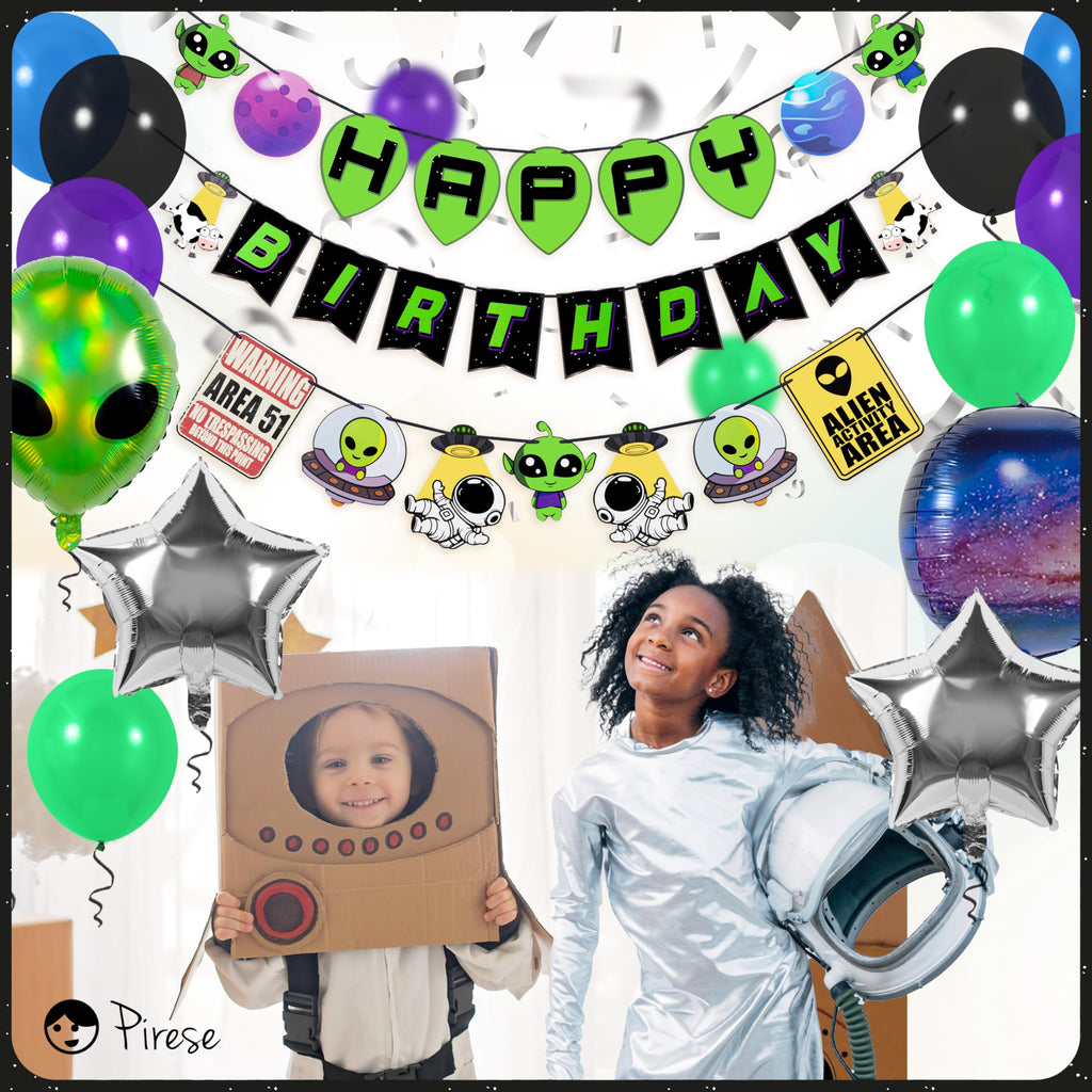 Pirese Alien Party Decorations, Alien Birthday Decorations, UFO Party Decorations | Space Birthday Decorations | Space Themed Party Decorations | Alien Birthday Banner | Alien Party Supplies | Area 51