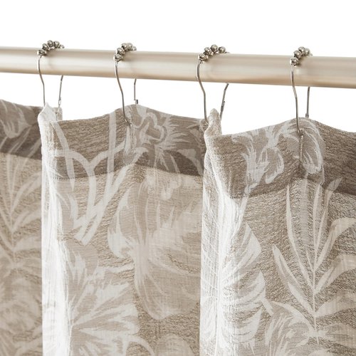 Lush Decor Bali Tropical Leaves Shower Curtain Single 72" W x 72" L Neutral - Tropical Bathroom - Brown Bath Curtain -Coastal Decor