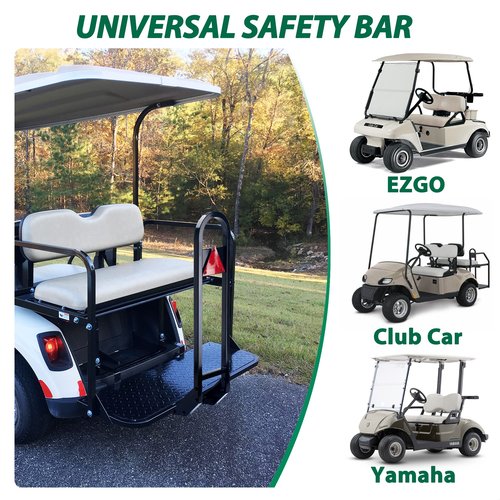 10L0L Universal Safety Golf Cart Rear Grab Bar and Trailer Hook with Receiver Fit for The Back Seat of Club Car EZGO and Other