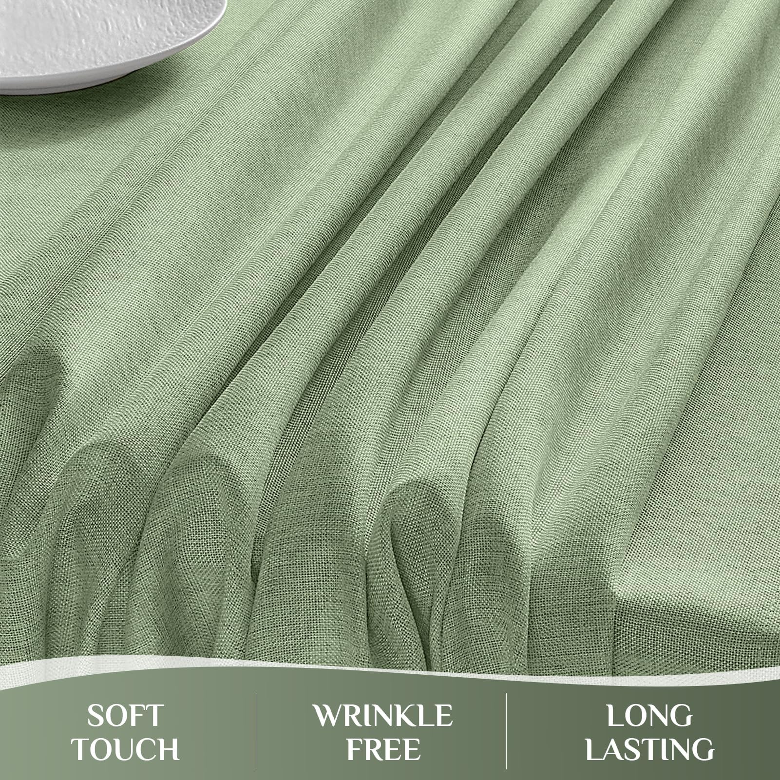 Softalker Outdoor Table Cloth Rectangle 70x52 Inch Sage Green Spring Tablecloths Linen Textured Stain and Wrinkle Resistant Decorative Dining Table Cover Waterproof for Easter,Party,Birthday,Coffee