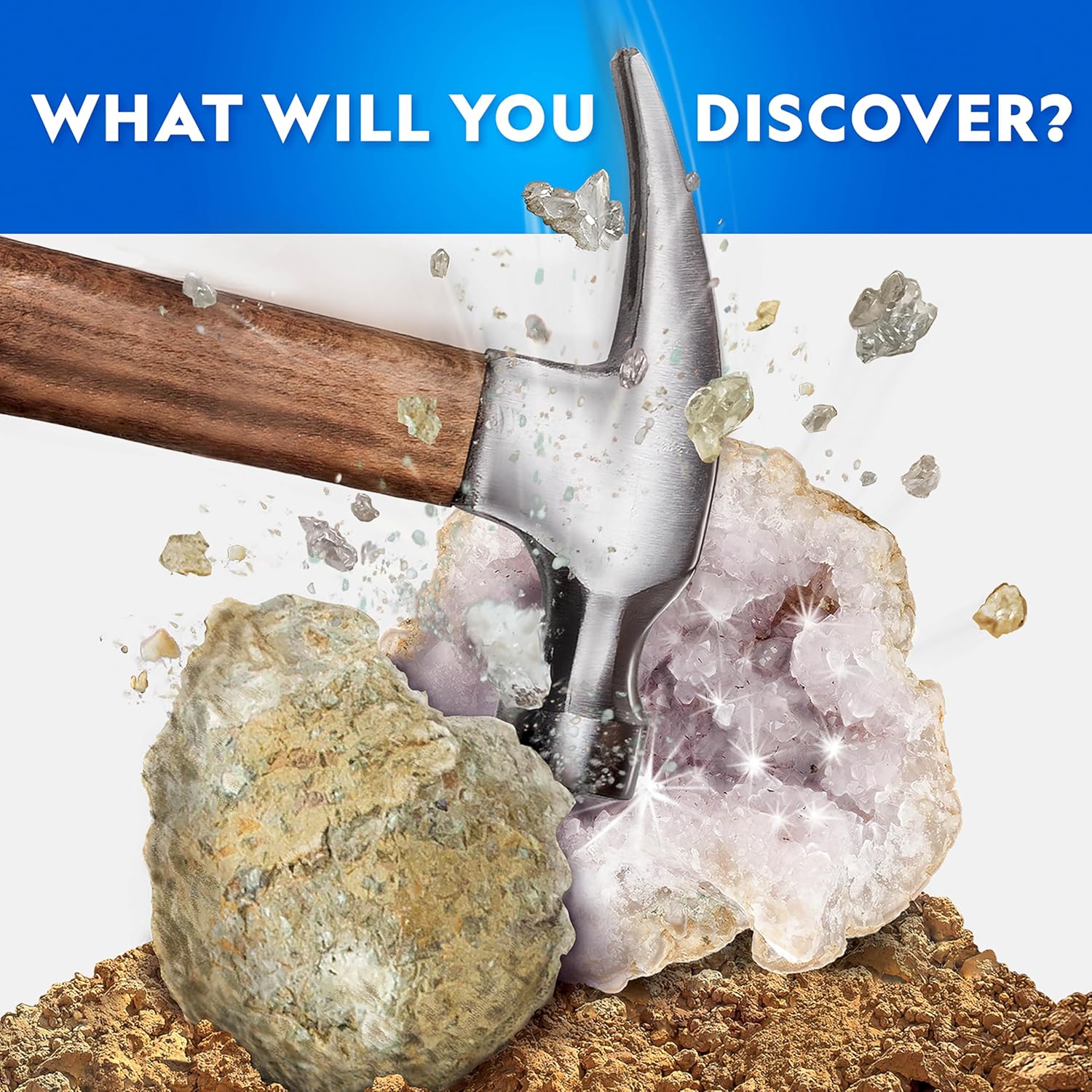 National Geographic Geode Science Kit - Break Open 15 Premium Geodes with Goggles & Display Stands | Perfect STEM Gift for Kids