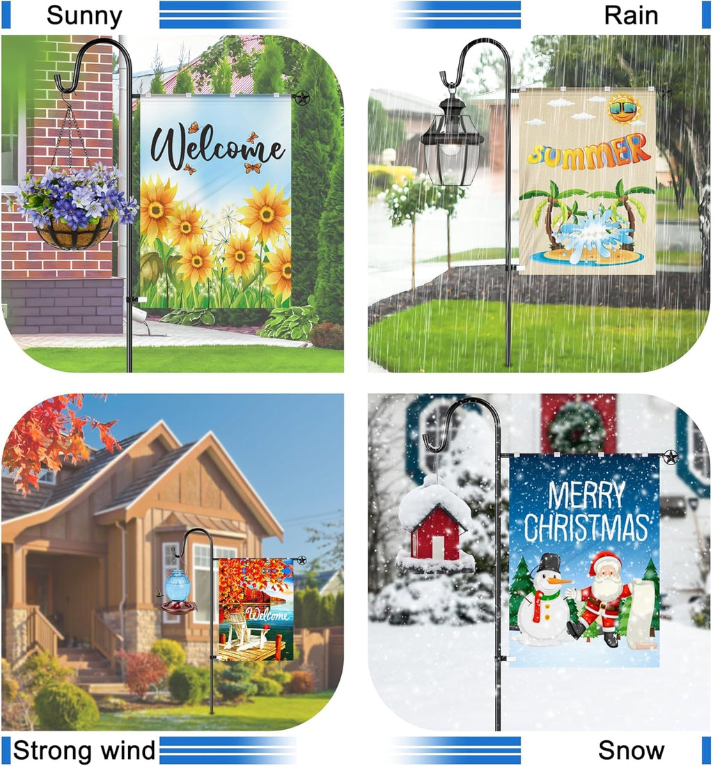 Ottsuls Heavy Duty Garden Flag Stand - 60 Inch Sturdy Shepherd Hook for 28"x40" Flags