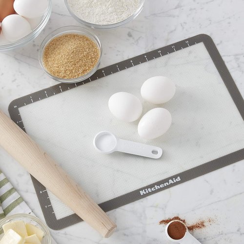 KitchenAid Silicone Baking Mat - Medium 9x14-Inch, Non-Stick Gray Surface for Easy Baking