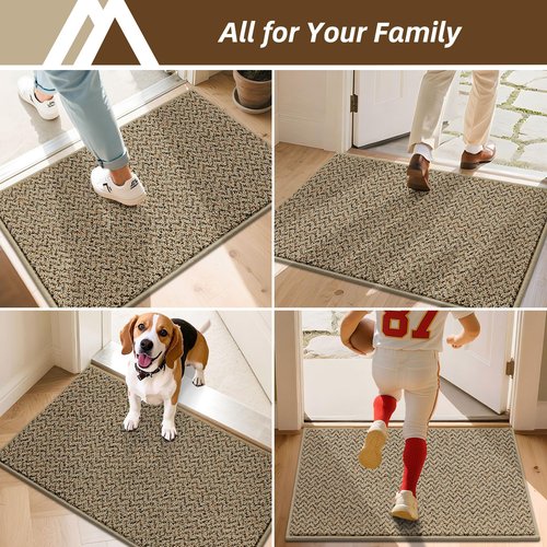 COSY HOMEER-Door-Mat 32"x48" Non Slip Absorbent Entryway Rugs Dirt Trapper Doormats Washable Entrance Mats Low Pile Welcome Floor Mat for Front Back Door and Entry Mats,Taupe