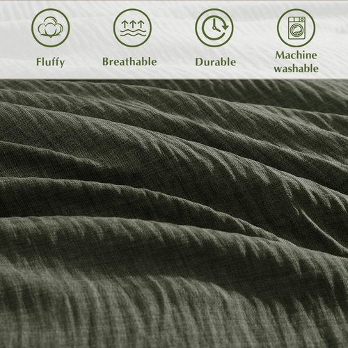 Geniospin California King Comforter Set - 7 Pieces Comforter King Size, Soft Solid Bedding Set for All Season, Textured Bed in a Bag with Sheets, Pillowcases & Shams (Dark Green,104''x96'')