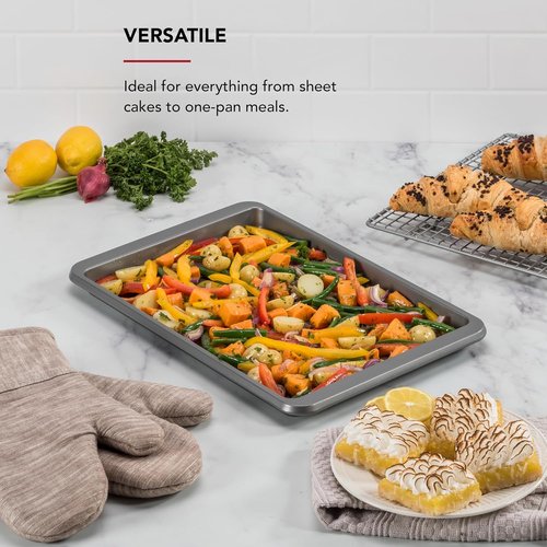 KitchenAid Baking Sheet - Premium Nonstick Aluminized Steel | 10x15 Inch | Contour Silver (Pack of 6)