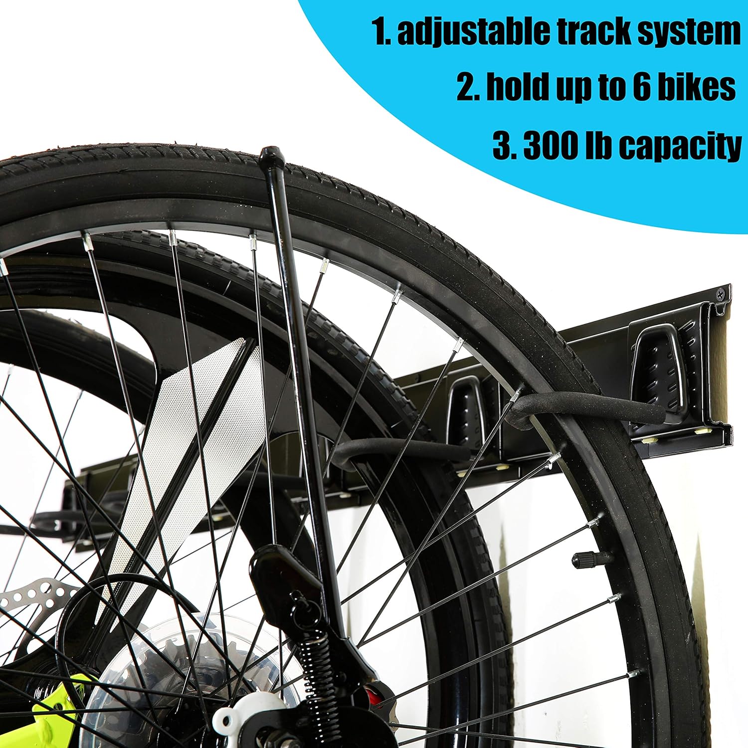 Ultrawall Stainless Steel Bike Storage Rack - Wall-Mounted Hanger for 6 Bikes | Holds Up to 300lbs, Black