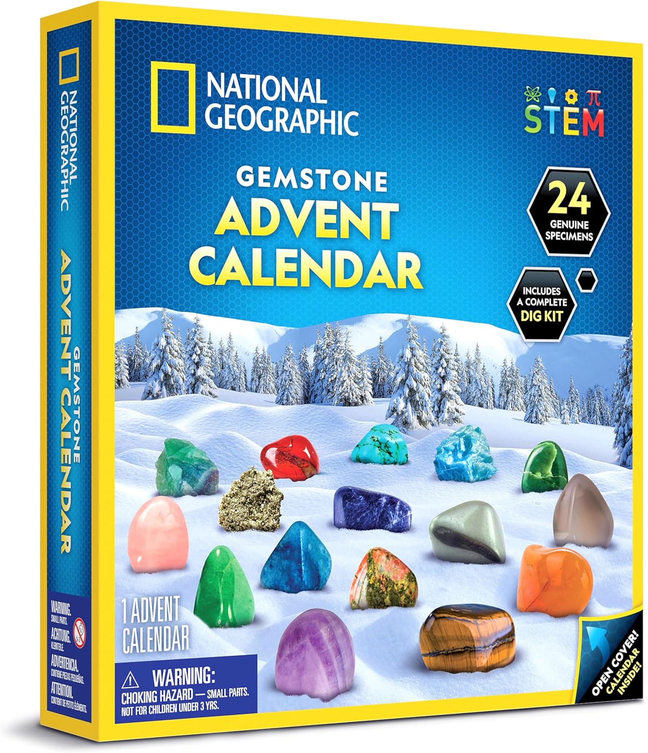 National Geographic 2025 Gemstone Advent Calendar - Limited Edition Kids' Countdown with 24 Gemstones & Dig Kit