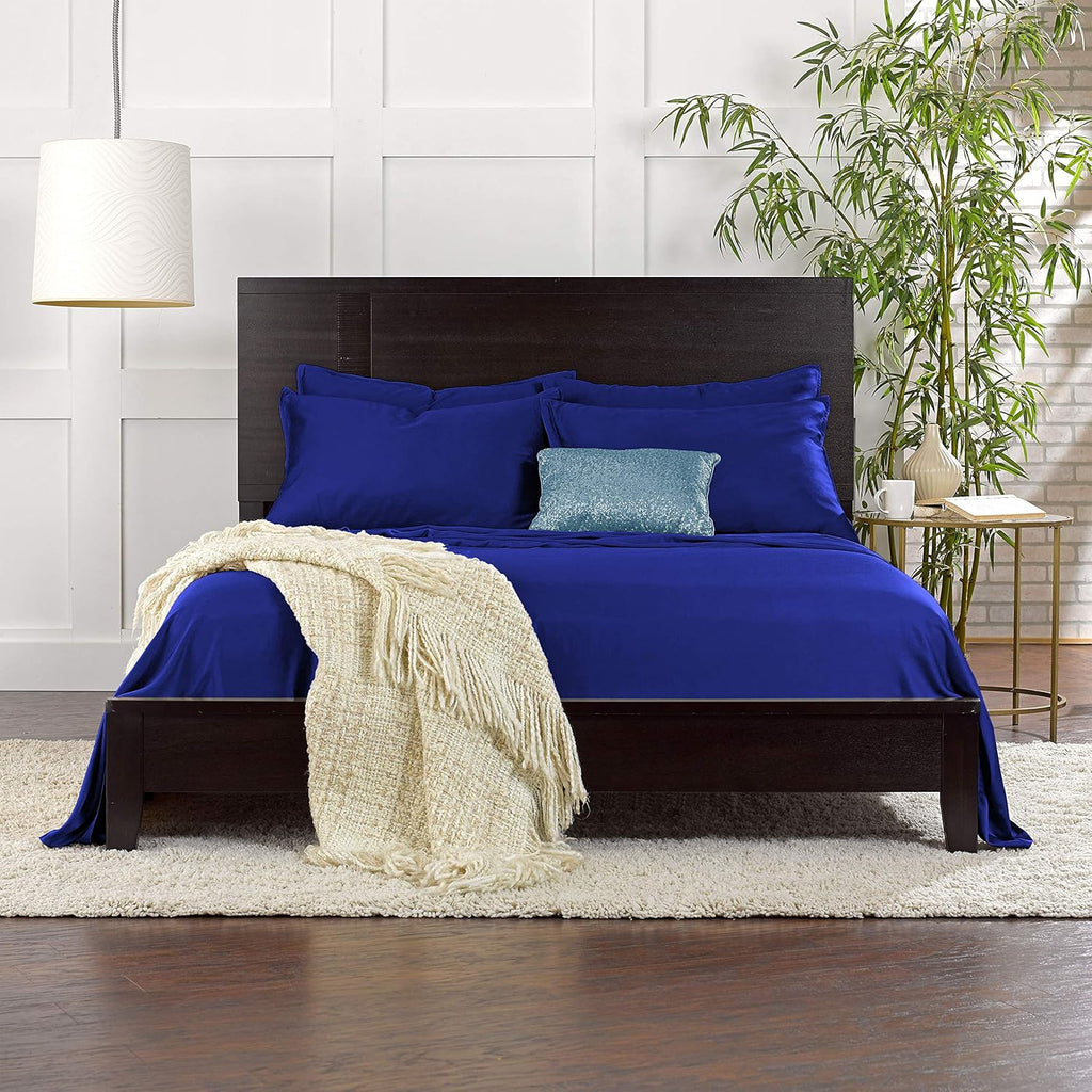 Pure Bamboo Twin Sheets - Luxuriously Soft 100% Organic Viscose Bed Sheet Set | Cooling Comfort, Cobalt Blue