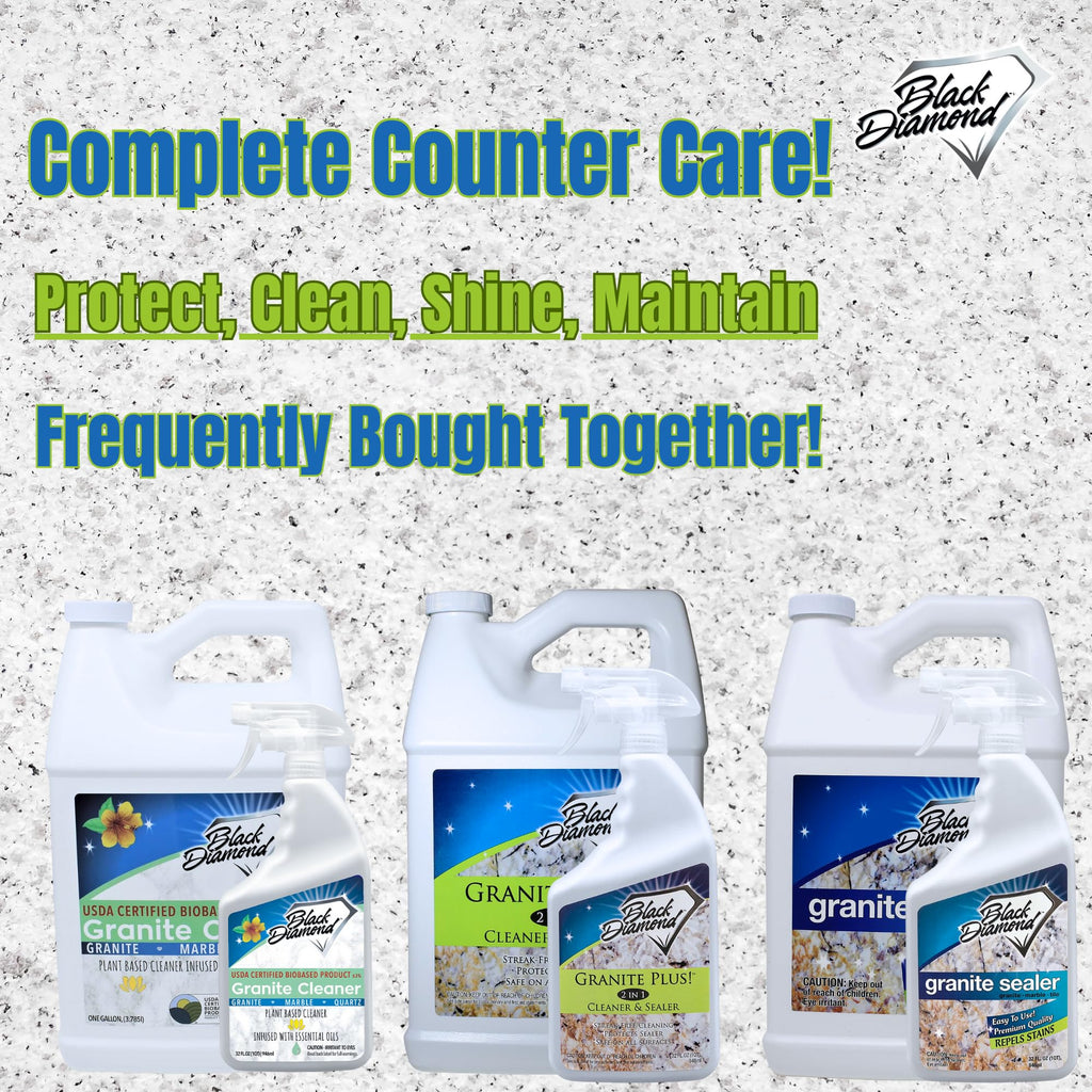 Black Diamond Stoneworks Granite Plus 2-in-1 Cleaner & Sealer, pH Neutral, Streak-Free Stone Cleaner for Granite, Marble, Quartz, Travertine & Limestone Countertops, Ready to Use (1-Gallon)