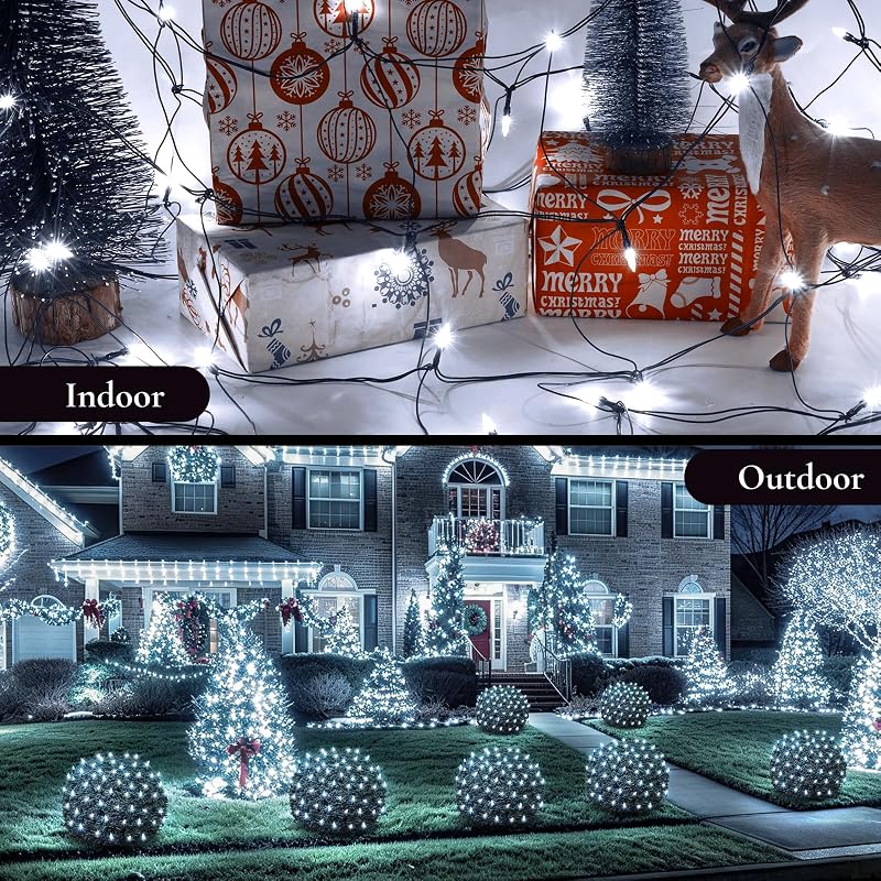 Outdoor Mesh Light Display 5x6 ft with 120 LED Warm White - 8 Modes, 30V, Connectable (Cool White - 2PCS)