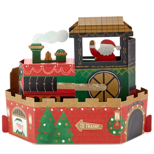 Hallmark Paper Wonder Displayable Pop Up Christmas Card with Sound and Motion (Christmas Train, Plays Deck the Halls)
