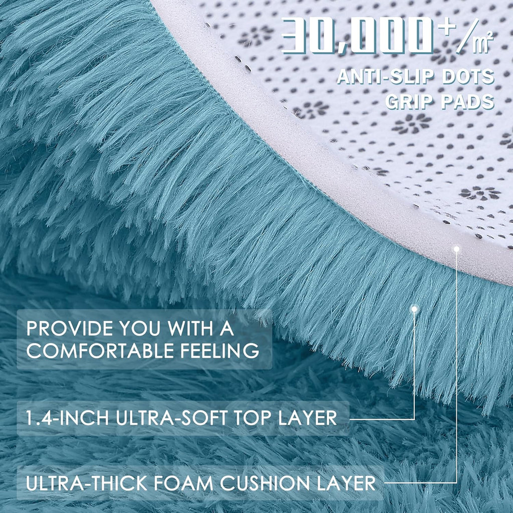 OLANLY Large Area Rug - Soft Fluffy Shaggy Carpet for Living Room & Bedroom | 5x8 Slate Blue