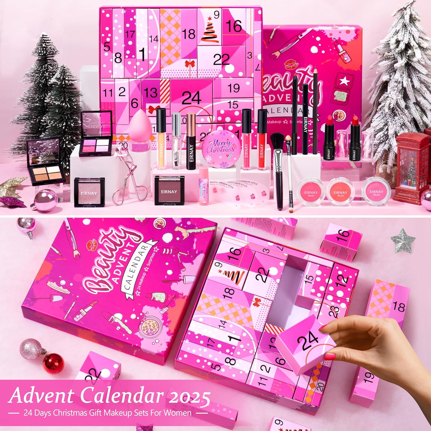 Skiennix Makeup Advent Calendar 2025 - 24 Days of Holiday Surprises for Women & Teens | Festive Gift Set