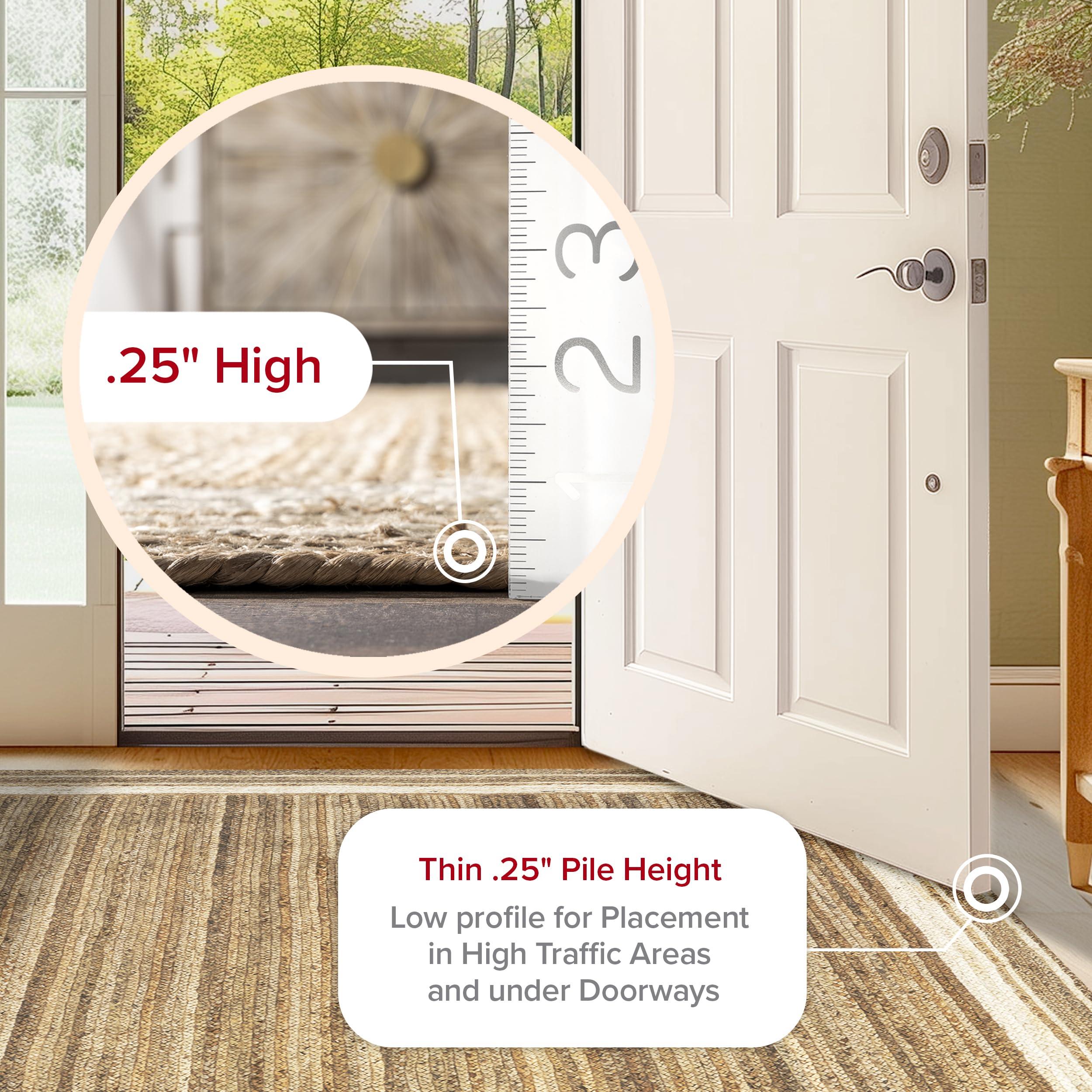 Nuloom Rikki Off-White/Natural, 2'6" x 6', Coastal Braided, Jute, Soft and Textured, High Traffic, Stain Resistant, Easy Clean, Durable Runner for Bedroom, Living Room, Dining, Foyer, Entryway