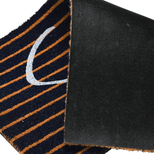 Creative Co-Op Coir Entry Doormat Sea You Soon with Non-Slip Liner Backing for Nautical or Coastal Home Décor, Brown & White Stripe Design