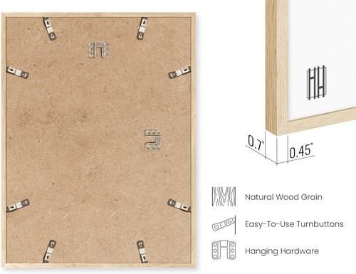 HAUS AND HUES Picture Frame - 20 x 30 Inches Beige Wood | Lightweight Design for Vertical & Horizontal Display