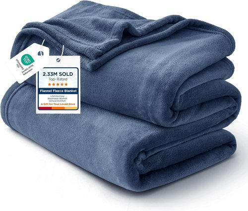 Bedsure GentleSoft Fleece Blanket - Soft, Lightweight Plush Queen Size in Mineral Blue, 90x90 Inches