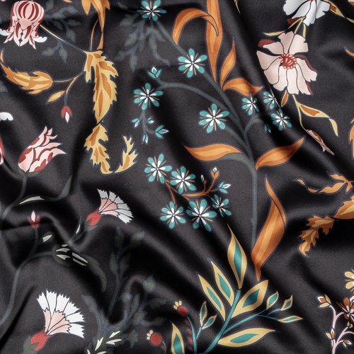 Sweet Jojo Designs Black and Orange Satin Wildflower Floral for Hair Skin Body Pillow Cover Case Accent Decorative Couch Long Lumbar Throw Zipper 54x20 Bedroom Living Room Decor Dorm Soft Silky Shiny