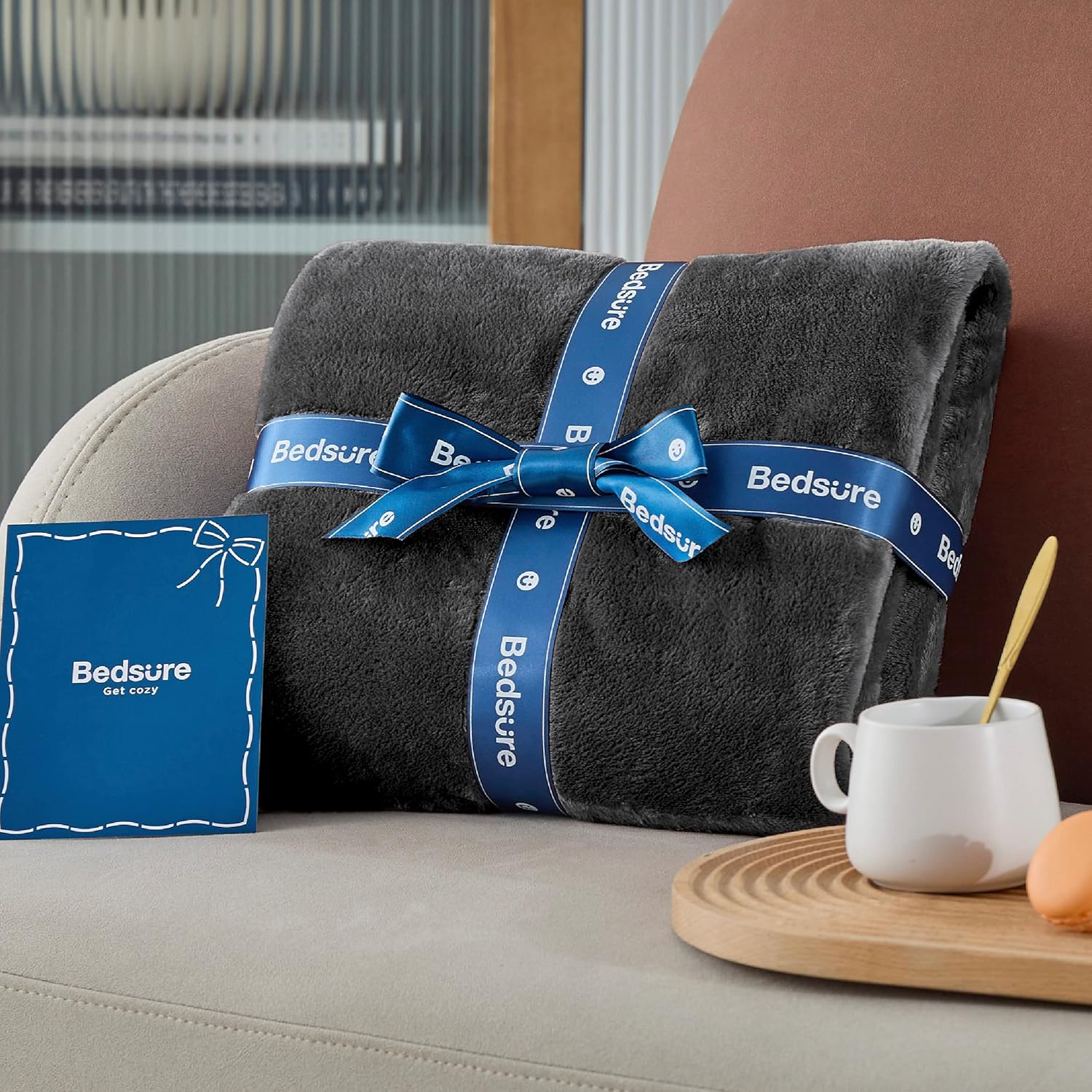 Bedsure GentleSoft Fleece Blanket - Cozy Dark Grey Twin Size 300GSM Plush Warm Throw, 60x80 Inches