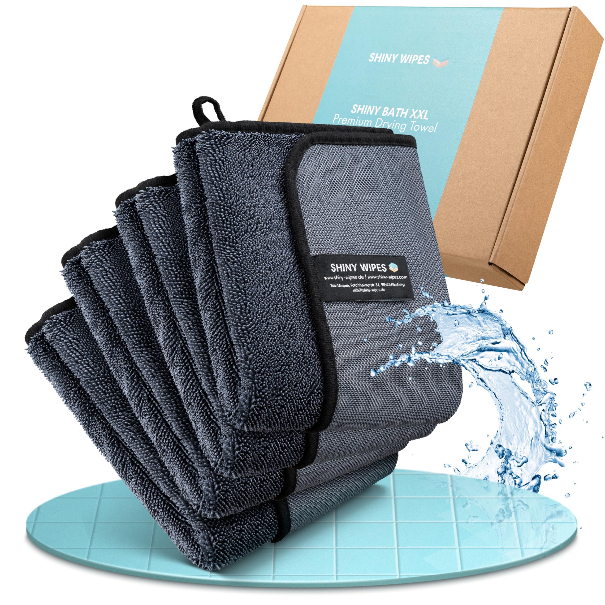 Shiny Bath Shiny Wipes XL Drying Towel, the Original, Ultra Absorbent Twisted-Loop Design, Streak-Free Drying Towel, Shiny Wipes Shower Cleaning Cloths (4 Towel)