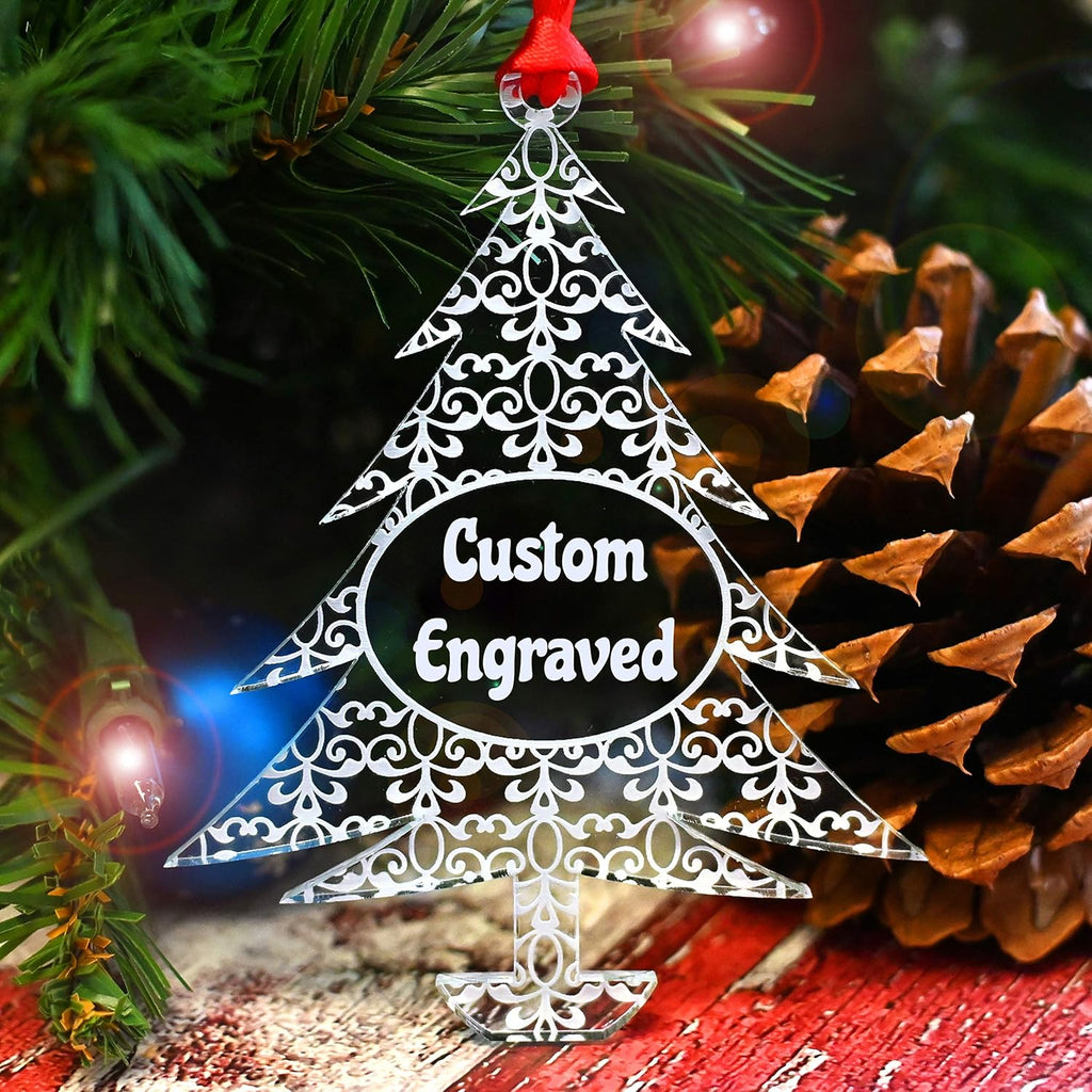 Personalized Christmas Ornaments by [Brand Name] - Unique Gift Box for Engagements, Weddings & Babies | Acrylic Lace Design