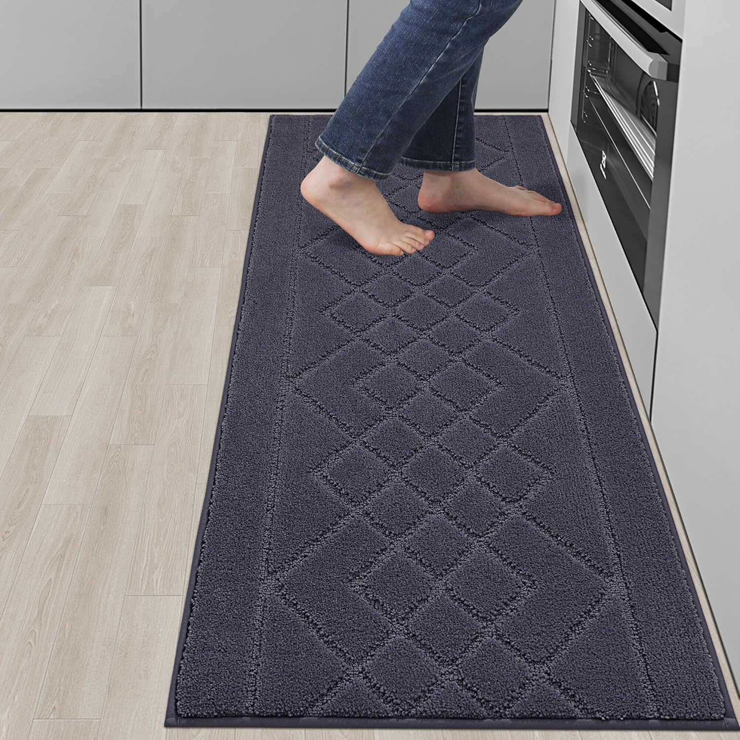 BEQHAUSE Kitchen Runner Rug - Non-Slip, Absorbent & Stain Resistant | 20"x59", Dark Grey