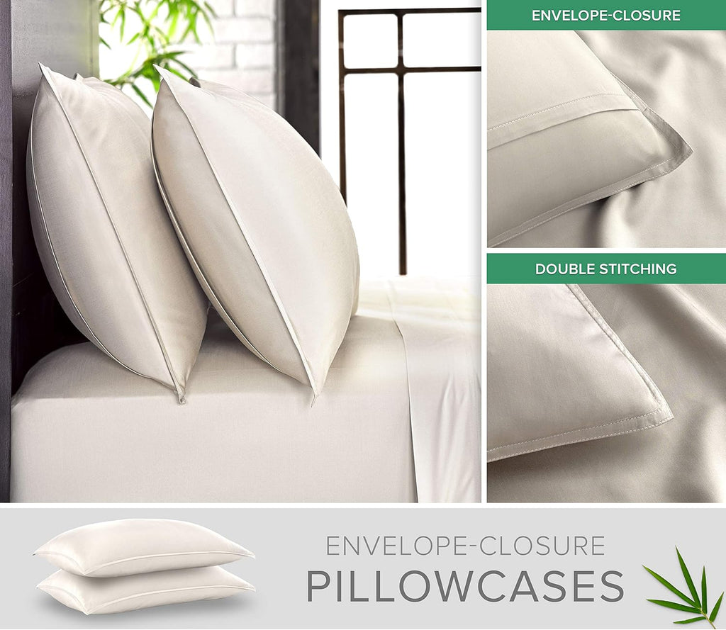 Pure Bamboo Queen Sheets - Luxuriously Soft 100% Organic Viscose Bed Sheet Set | Cooling & Durable (Ivory)