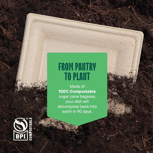 100% Compostable Square Paper Plates 6 inch [500-Pack] Heavy Duty, Eco-Friendly, Biodegradable Bagasse Dinner Plates - Natural Brown 6x6" Plate - (PFAS-Free) (BPI Certified) By Stack Man