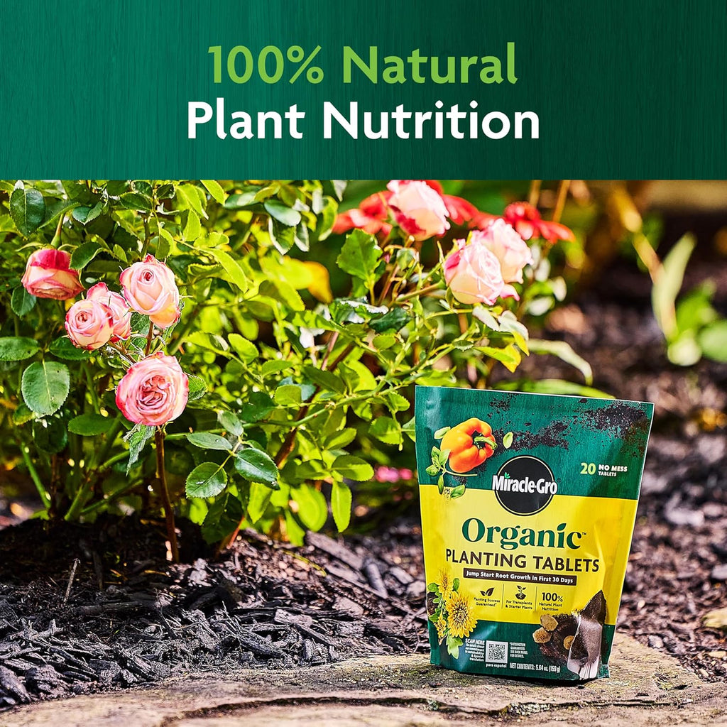Miracle-Gro Organic Planting Tablets - Boost Early Rooting for Transplants | 20 Calcium-Infused Tablets